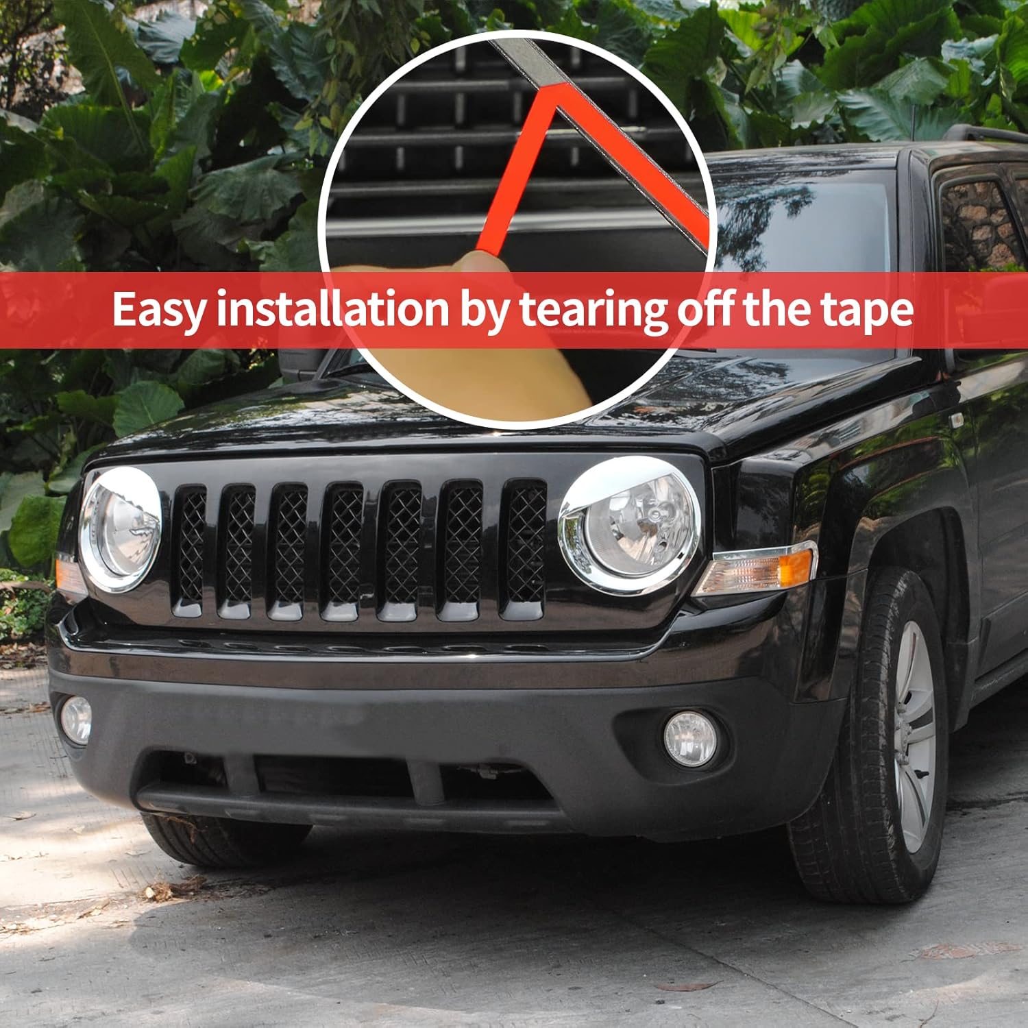Cubierta cromada para faros delanteros, biseles estilo pájaro enojado, 2 piezas para Jeep Patriot 2011-2017