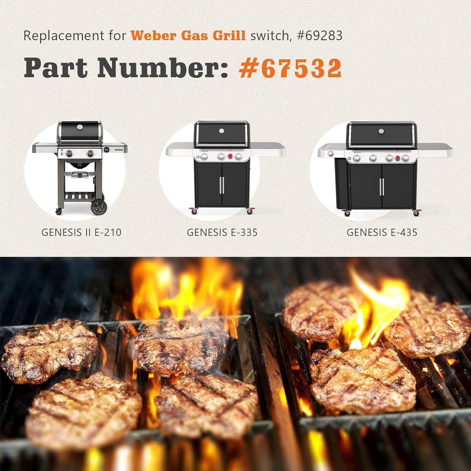 Repuesto para botón pulsadorinterruptor Weber Encendedor, 69283 Genesis II 310 Interruptor de encendedor, parrilla Genesis 2, Genesis II E-410E-435,
