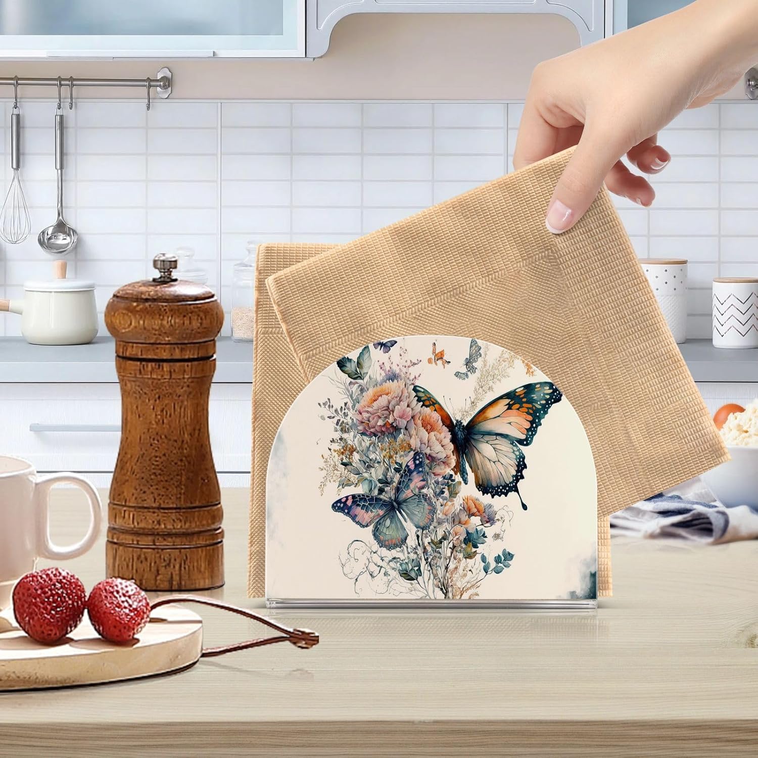 Servilletero de acrílico  Soporte para toallas de papel en transparente  Moderno soporte decorativo para servilletas de invitados para el hogar,