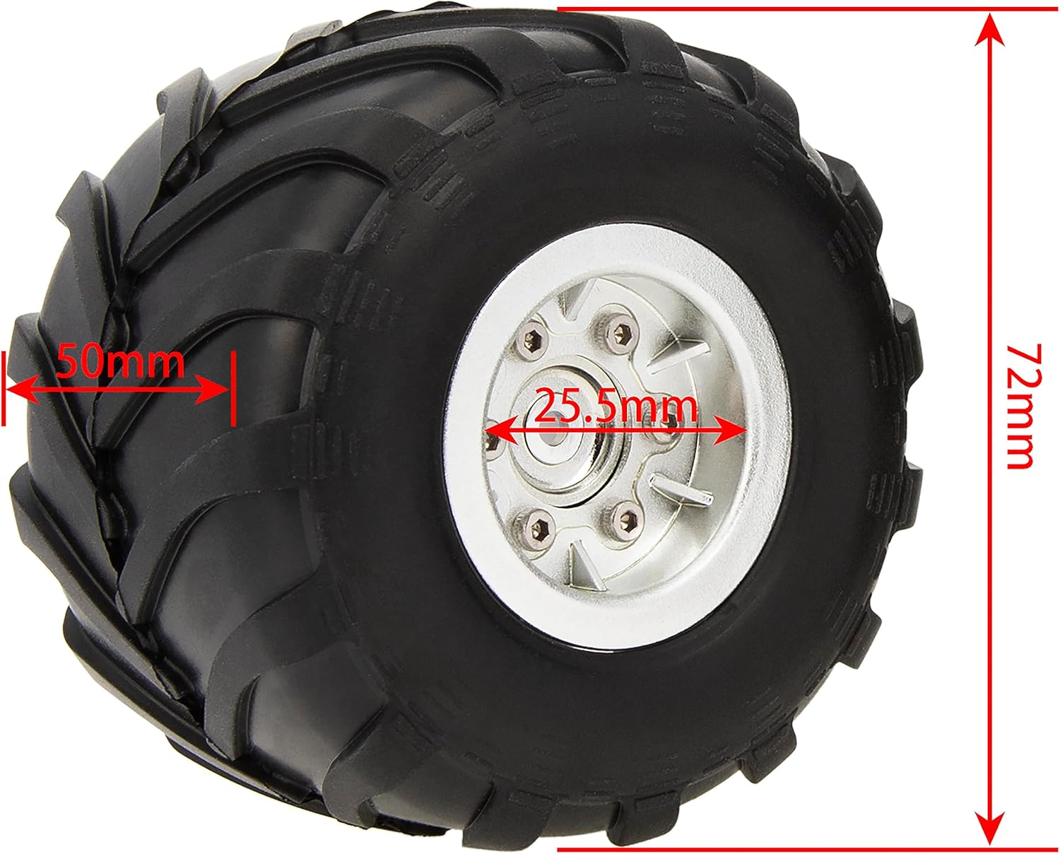 MEUS Racing Juego de 4 neumáticos 1.0 RC Monster Truck para Axial SCX24 FMS FCX24 TRX4M, neumático de 2.835 x 1.969 in (plateado)