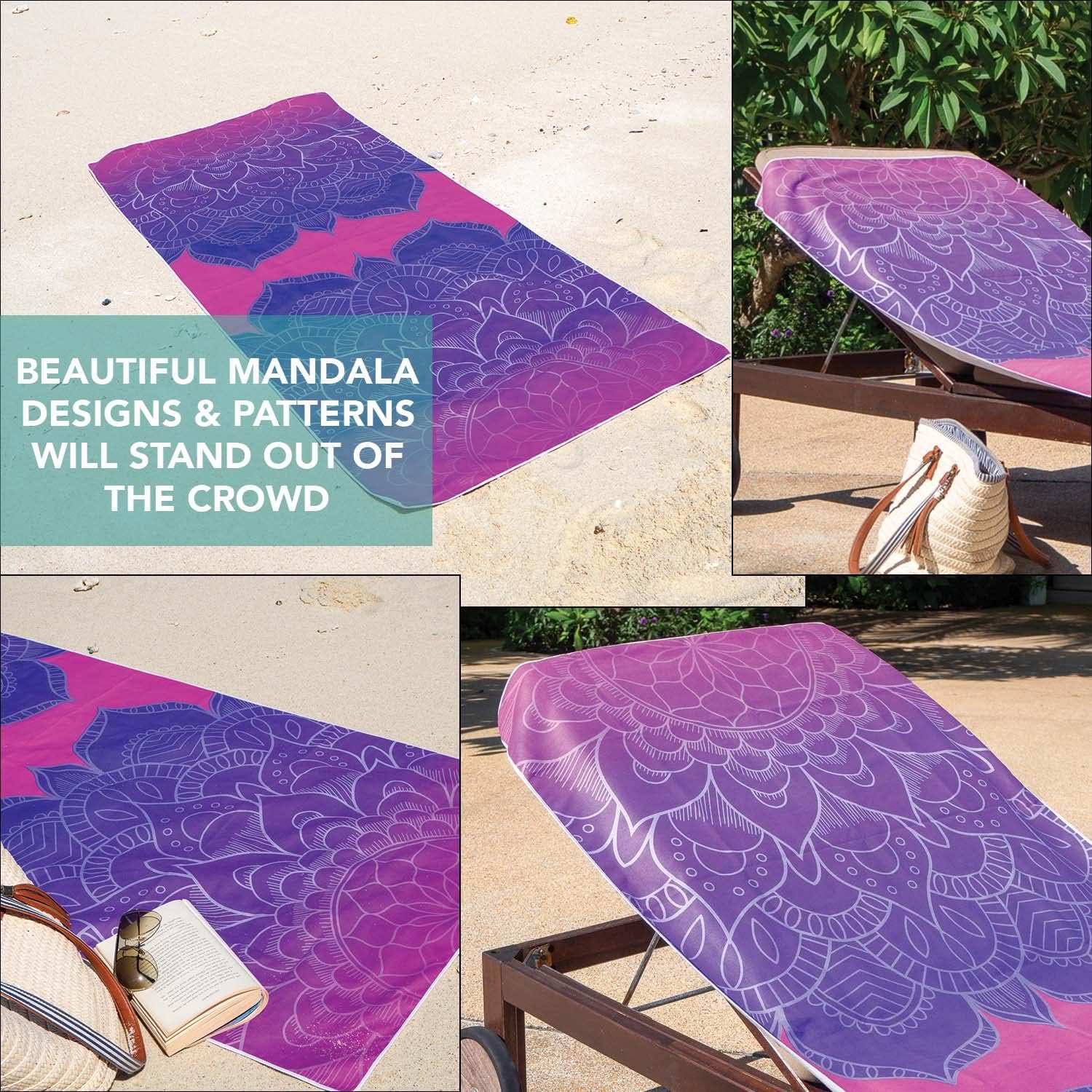 Arkwright – Toallas de playa de microfibra con diseño de mandala, ligeras y de secado rápido, de gran tamaño, perfectas para hotel, spa, bañera de