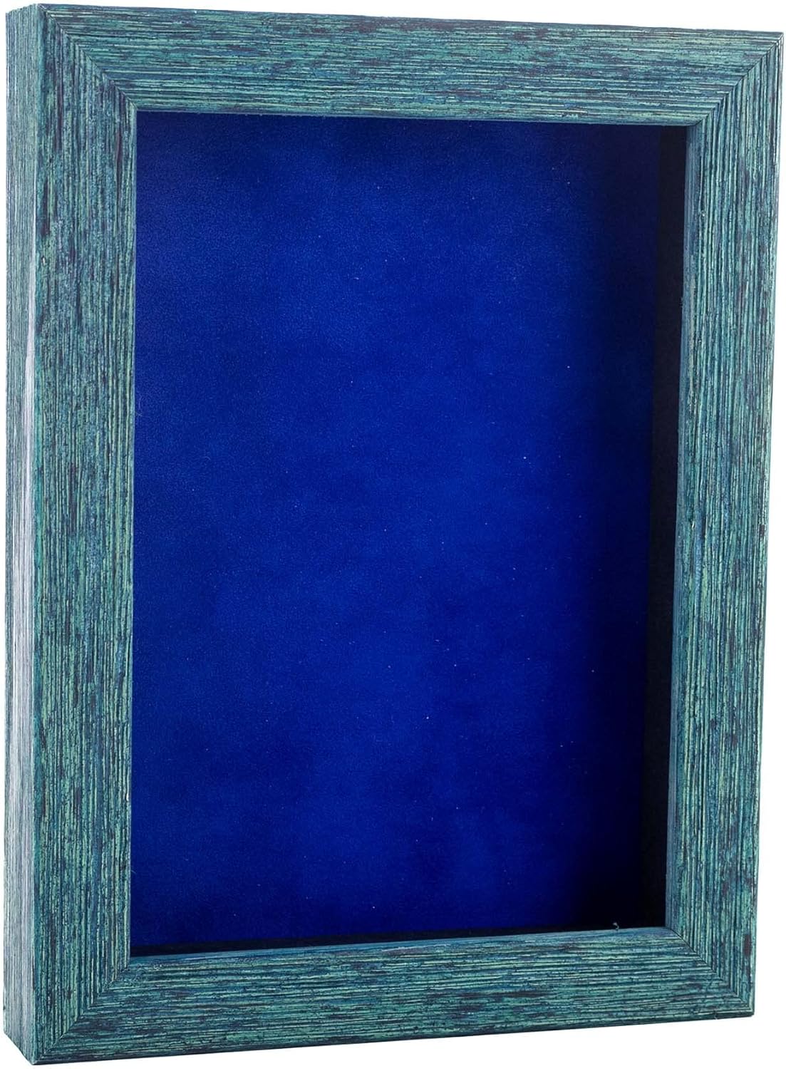 Marco de caja de sombra de madera azul de 11 x 14 pulgadas, con una profundidad de visualización de 1 pulgada, incluye un tablero de respaldo azul