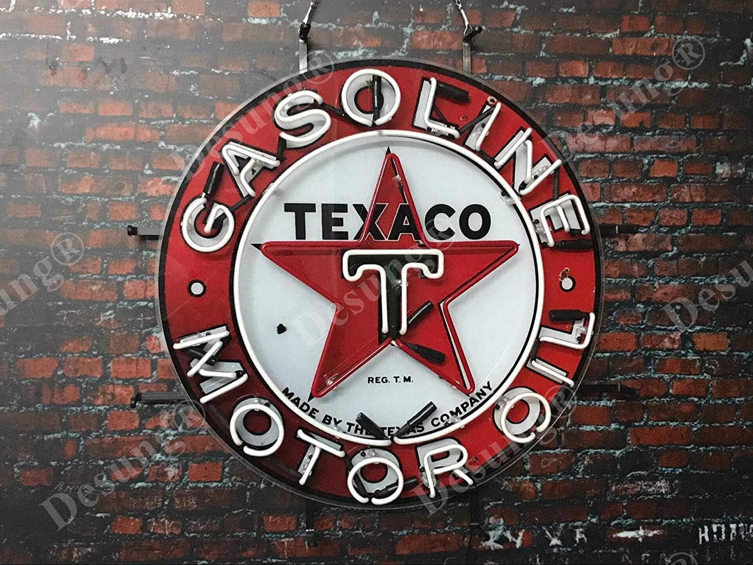 Desung 24 x 24 pulgadas Texaco Motor de gasolina gasolinera gasolinera lámpara de luz de señal de neón HD Vivid Printing Tech Beer Pub Bar Hecho a