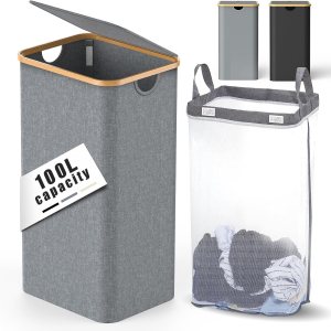 Cesta para la ropa sucia con tapa, cesta grande para la lavanderÃa, cesta de ropa sucia, plegable y ahorra espacio (gris) Cesta para la ropa sucia con tapa, cesta grande para la lavanderÃa, cesta de ropa sucia, plegable y ahorra espacio (gris)