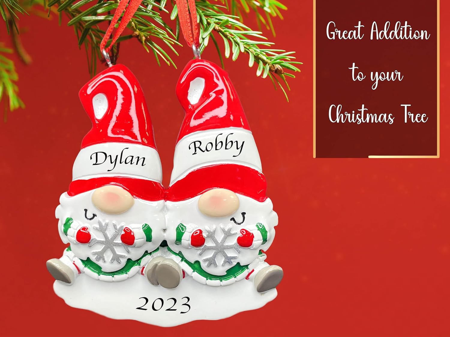 Adorno personalizado de Our First Christmas Together 2023  Decoración personalizada para árbol de Navidad de pareja de gnomos  Recuerdo de familia