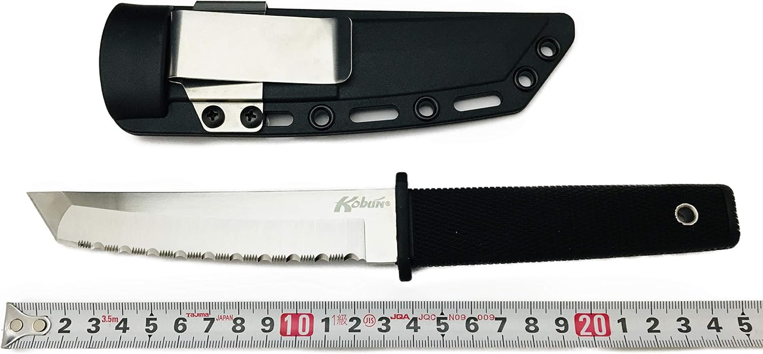 Cold Steel Kobun – Cuchillo táctico de hoja fija con funda, dentado, talla única