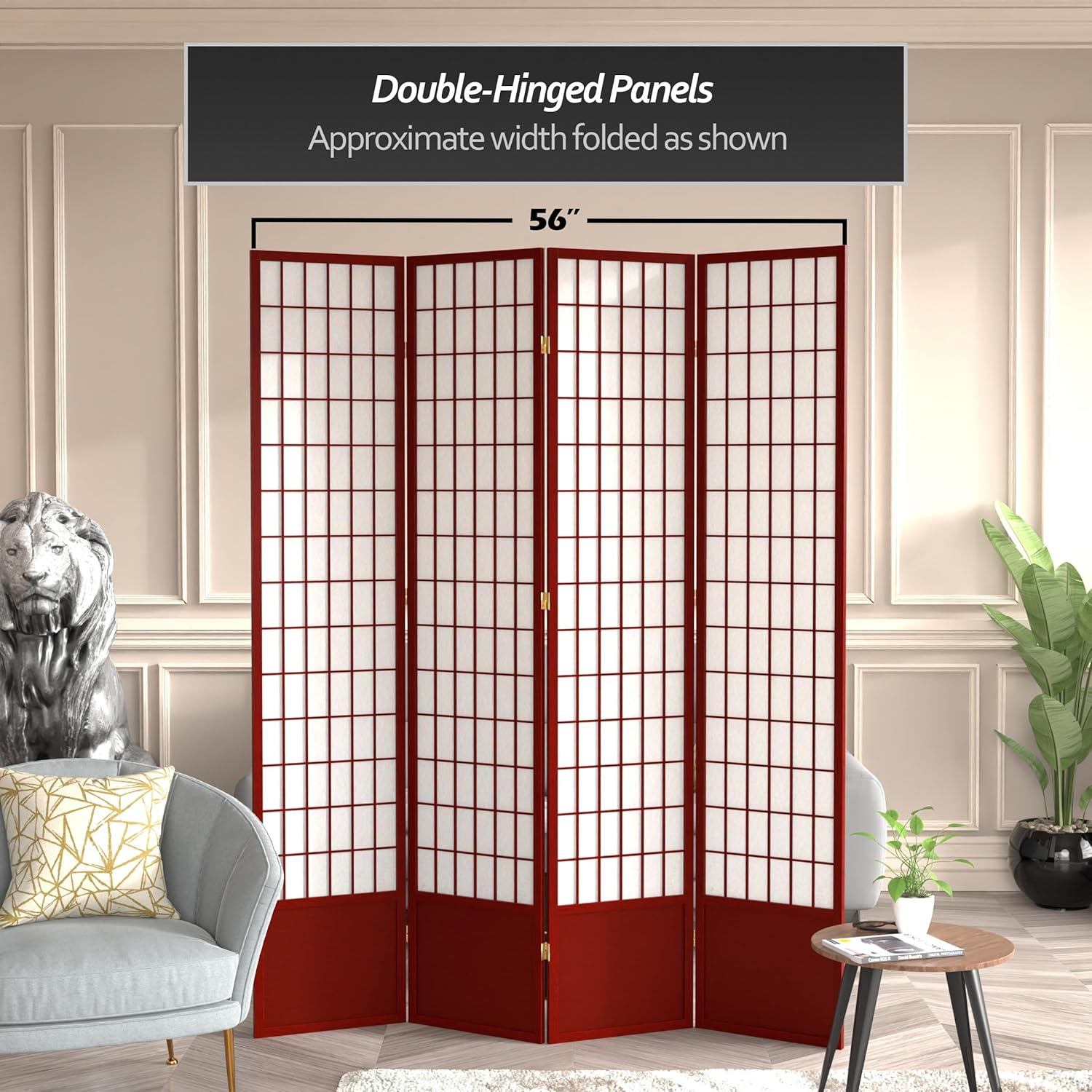 Oriental Furniture – Pantalla Shoji de 7 pies de alto, palisandro, 4 paneles