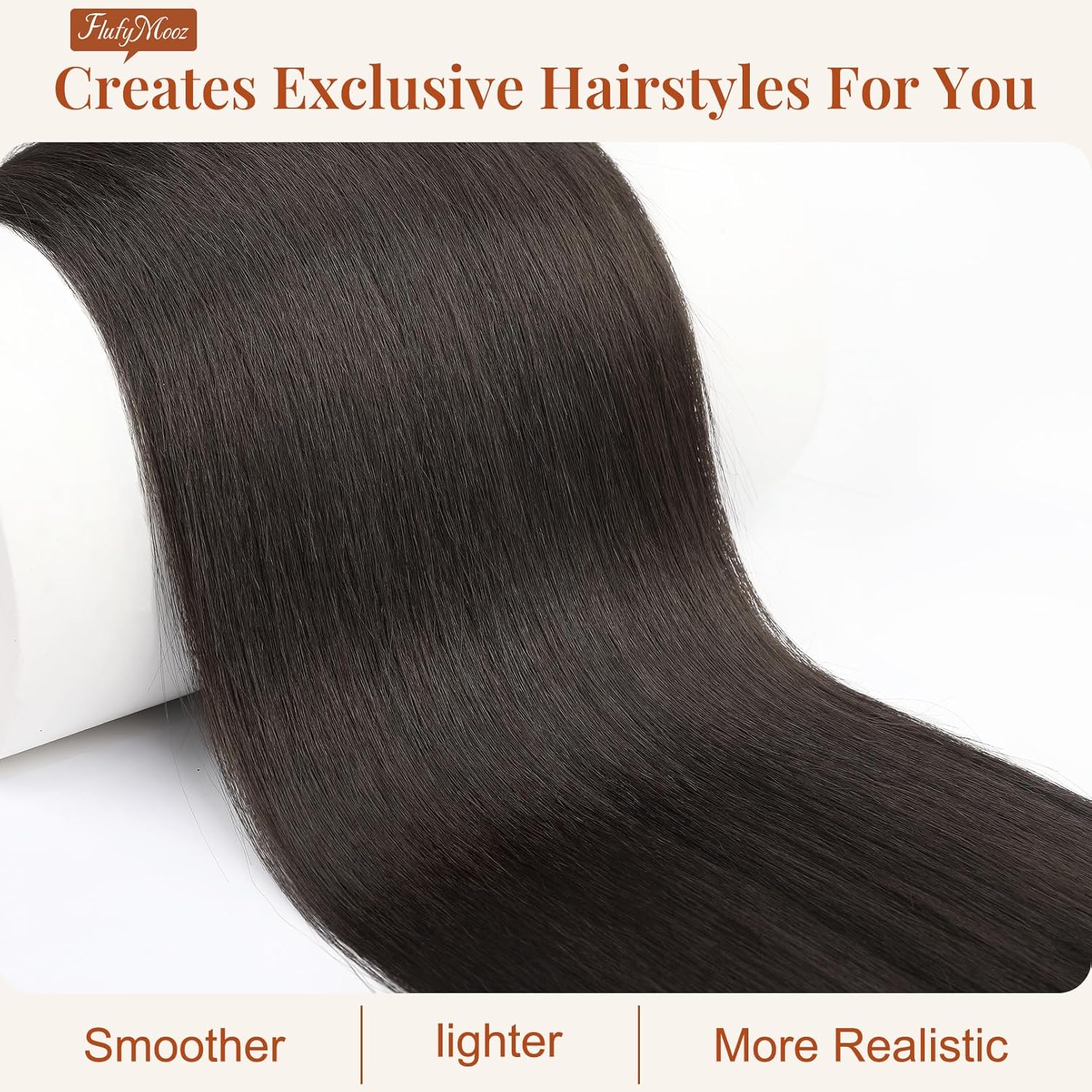 FLUFYMOOZ Extensión de cola de caballo, cola de caballo recta de 22 pulgadas de largo, cola de caballo sintética, cola de caballo falsa, extensiones