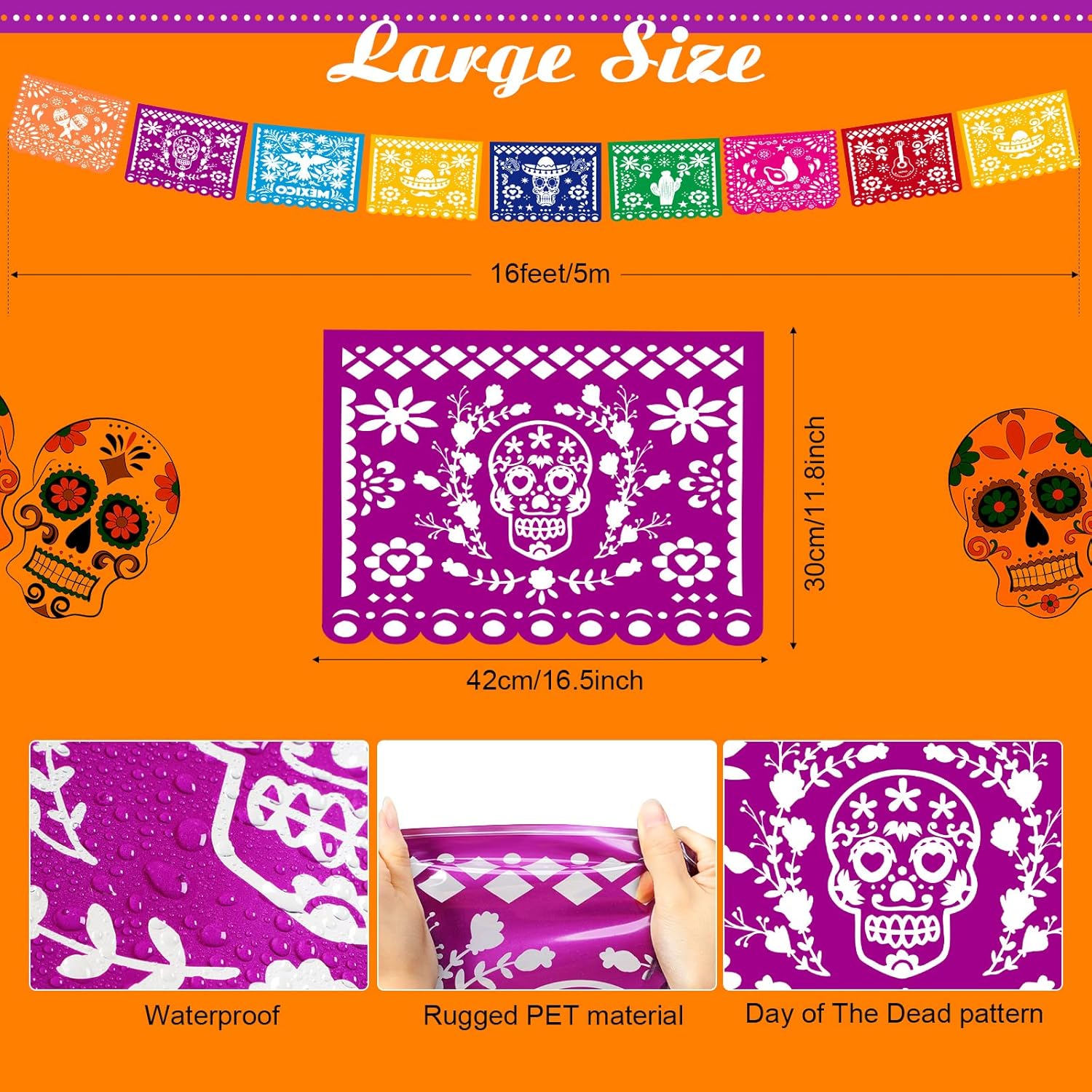 118 decoraciones de fiesta mexicana incluyen flores de caléndula Día de los Muertos, cartel para el Día de los Muertos, Cinco de Mayo, fiesta