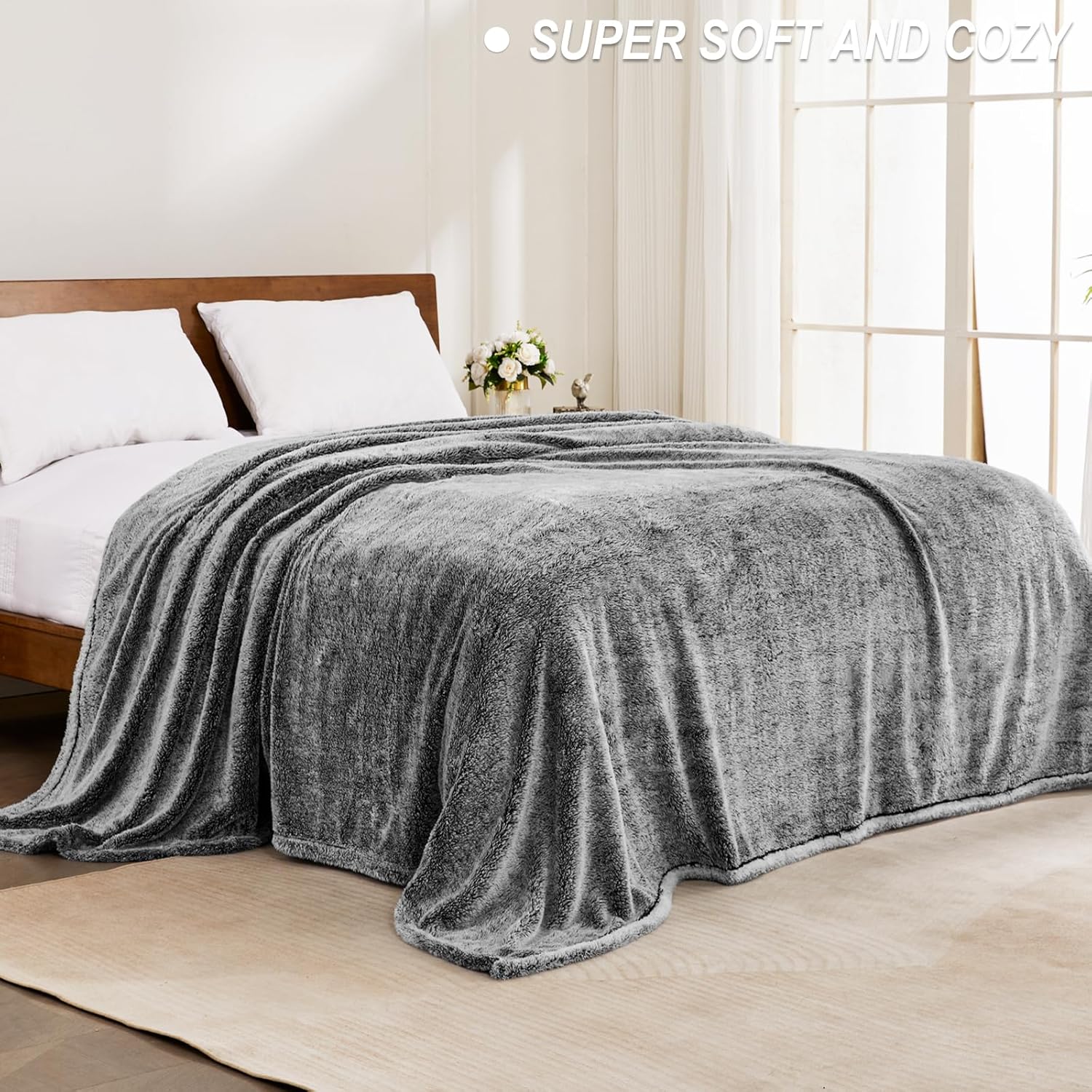 Exclusivo Mezcla Manta de cama de forro polar afelpado tamaño King, súper suave, esponjosa y cálida para sofá y cama, uso en todas las estaciones