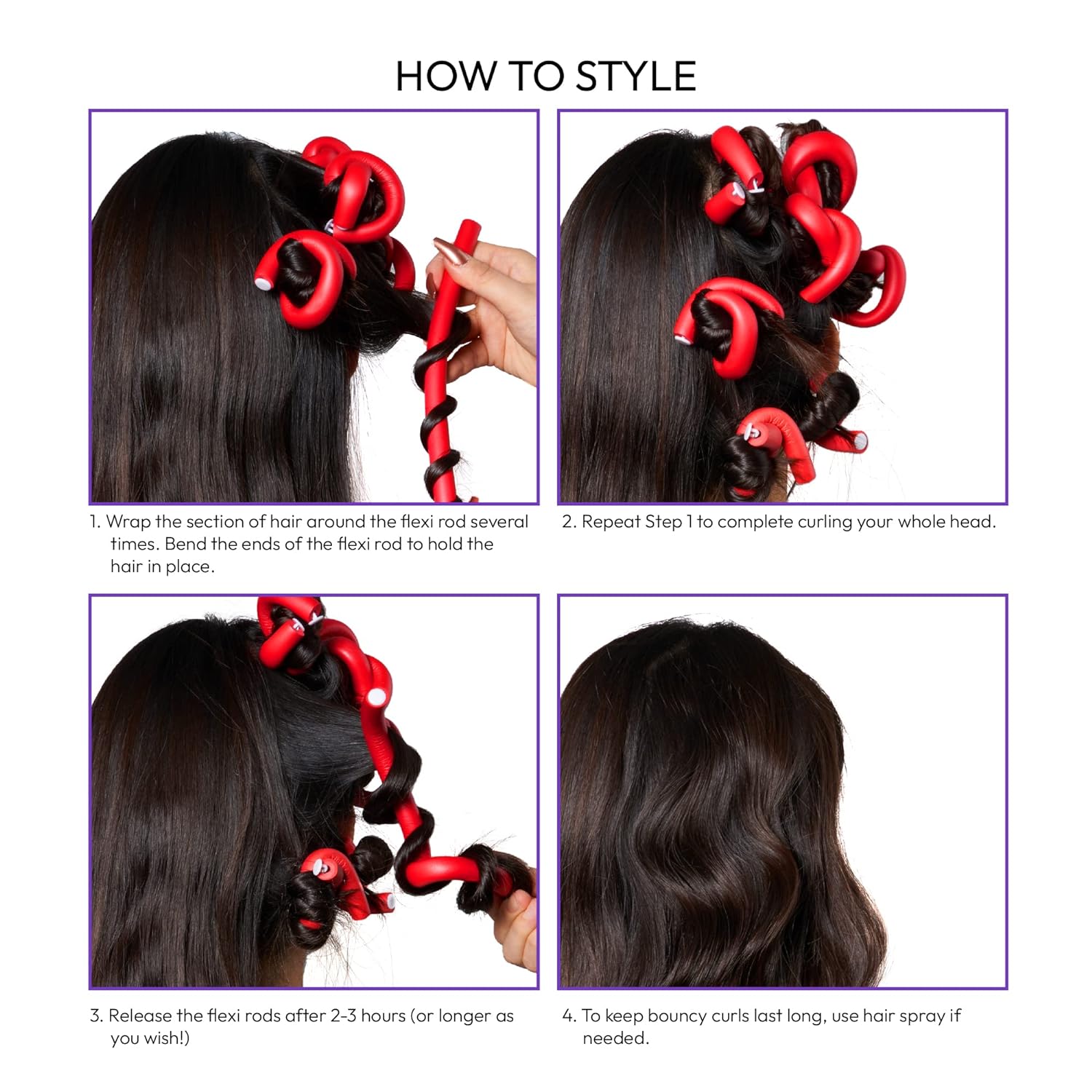 Red by Kiss Flexi Rods – Rizador de pelo sin calor para rizos glamorosos de los años 90, ondas de playa, antideslizantes, estilizador de sueño (7