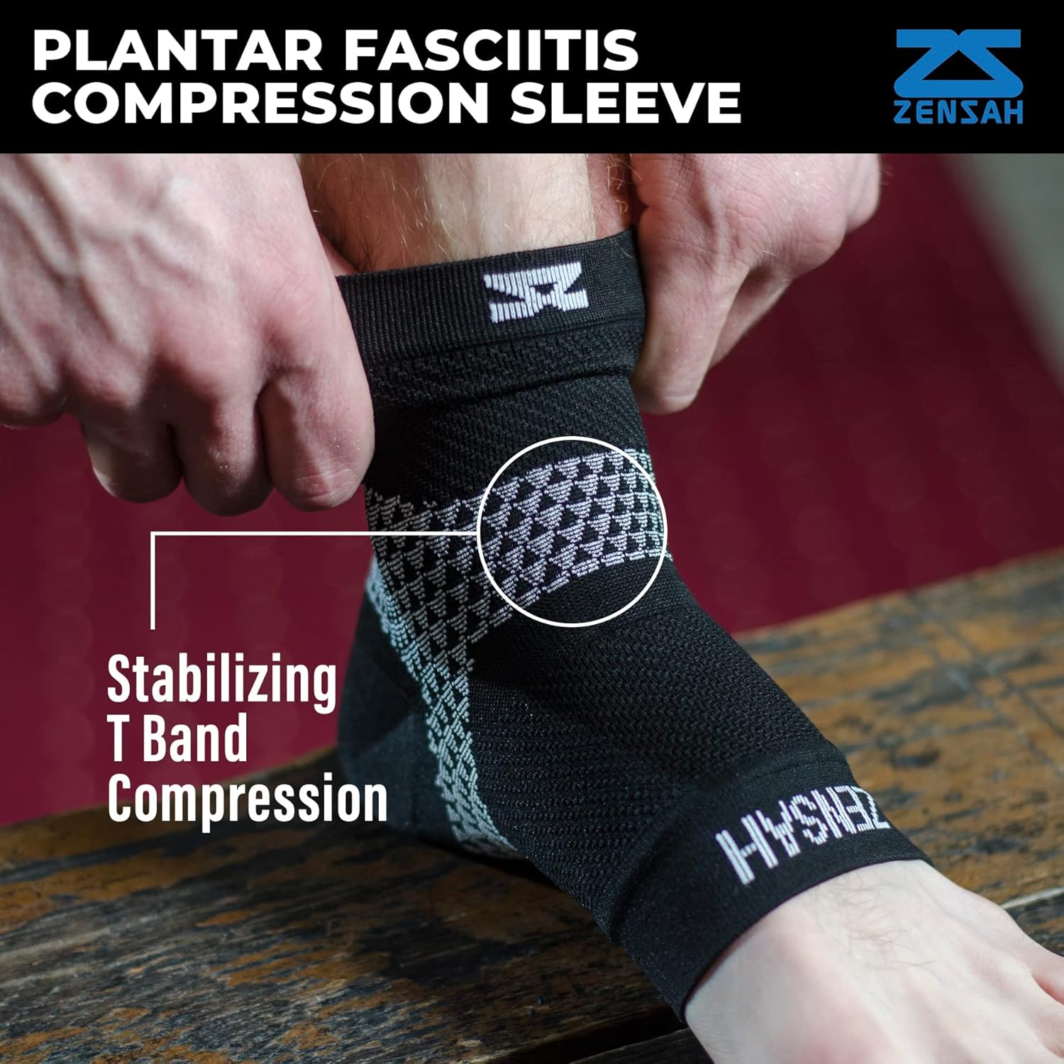 Zensah Manga para fascitis plantar, alivia el dolor de talón, soporte de arco, reduce la hinchazón, manga de compresión para el pie, calcetín para