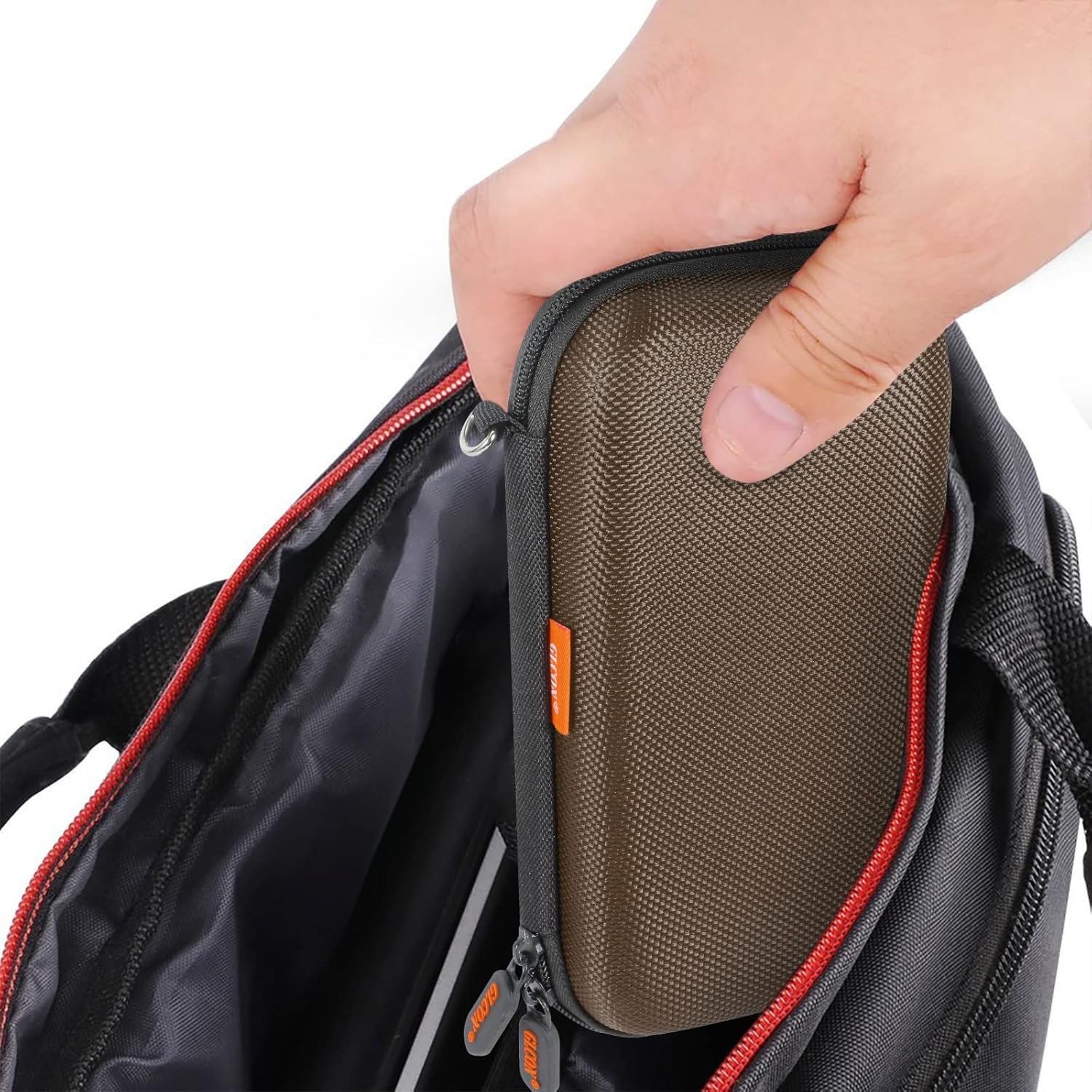 GLCON Estuche electrónico organizador de cables de viaje a prueba de golpes, funda de transporte dura de EVA para banco de energía, disco duro,