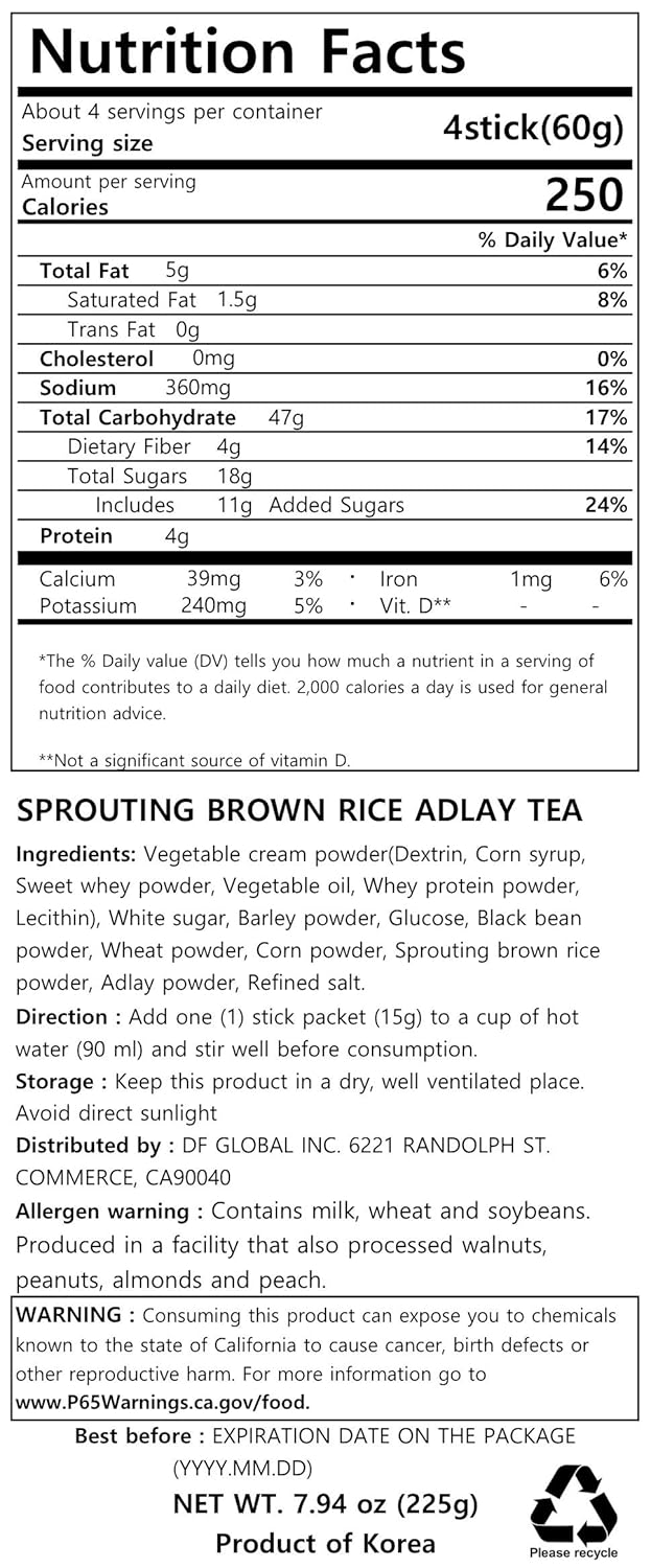 Damtuh Té de Adlay de arroz integral de brote coreano 0.53 oz x 15 palitos