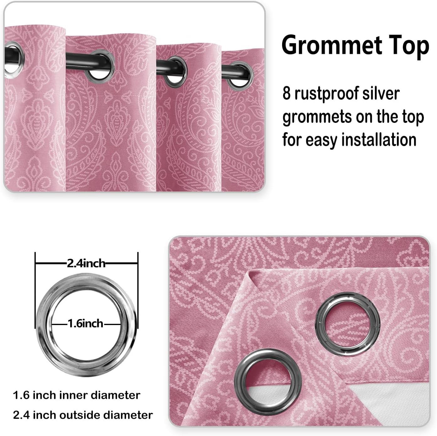 DWCN Cortinas opacas degradadas para oscurecer la habitación del dormitorio, cortinas opacas con ojales con patrón de damasco de lujo para sala de
