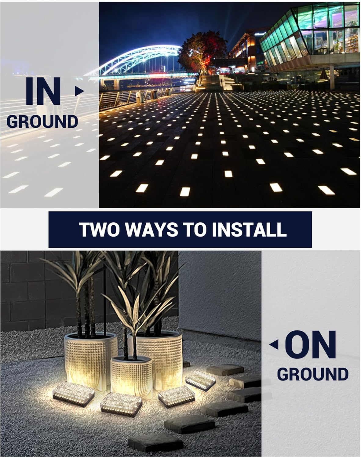 SHONE Luces solares para camino, IP67 impermeable LED de jardín al aire libre, 6 x 9, blanco cálido, decoración de paisaje súper brillante,