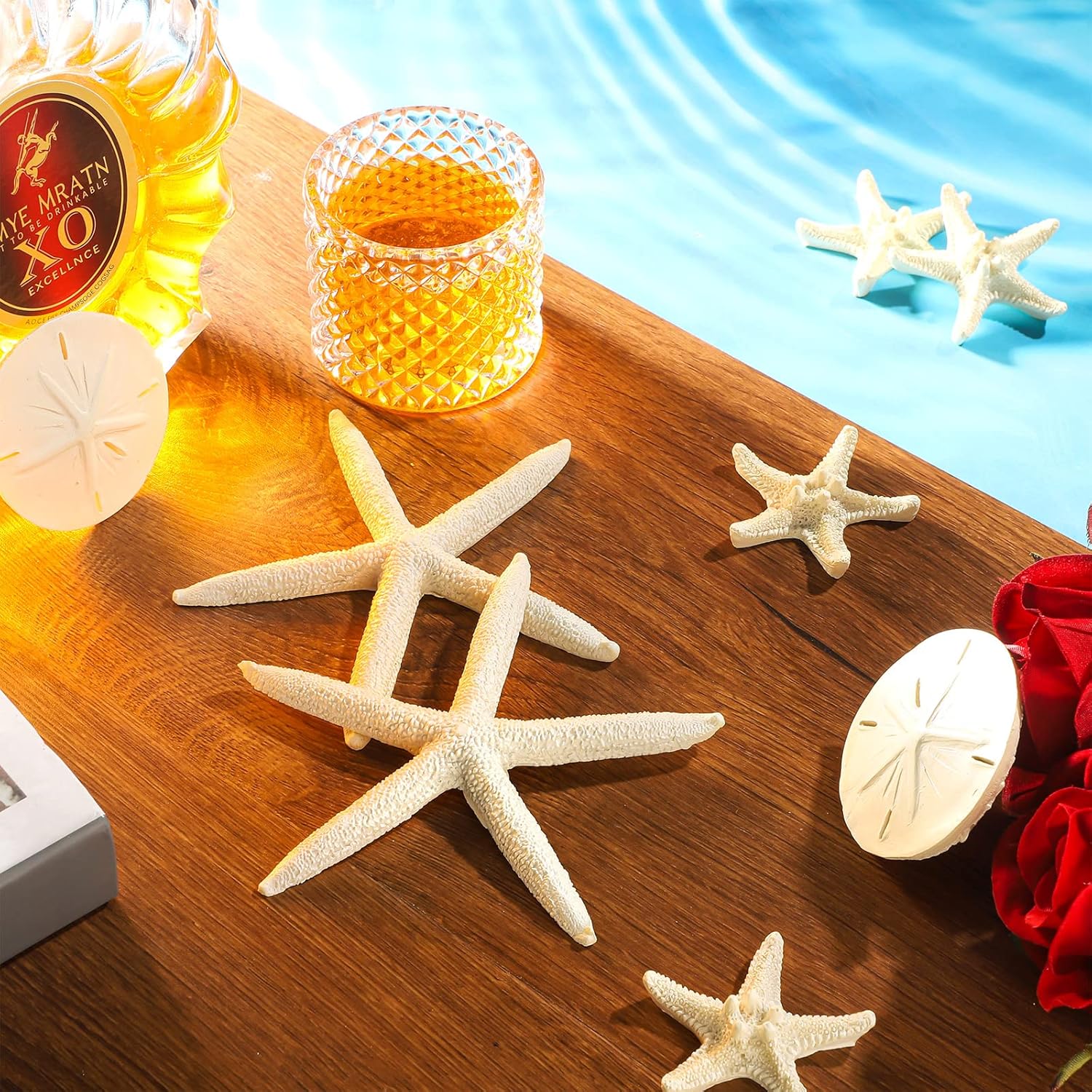 15 unidades de estrellas de mar y dólares de arena de resina de 2.0 pulgadas, estrellas de mar de 4.7 pulgadas, dólares de arena de 2.3 pulgadas,