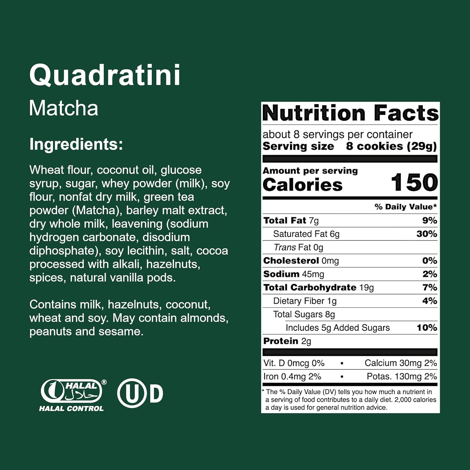 Loacker Quadratini – Galletas prémium de oblea de matcha, 220 gramos7.76onzas, paquete de 6