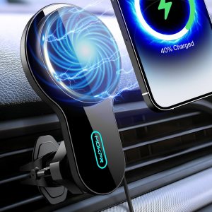 MOKPR Cargador de coche MagSafe para automóvil, disipación de calor de 15 W, cargador inalámbrico para automóvil, carga rápida, soporte magnético MOKPR Cargador de coche MagSafe para automóvil, disipación de calor de 15 W, cargador inalámbrico para automóvil, carga rápida, soporte magnético