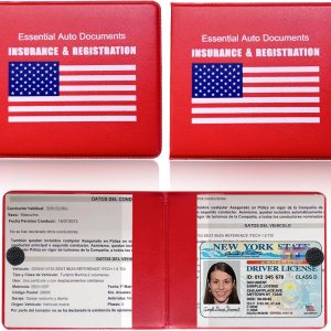 Ziciner Soporte para seguro de registro de automóvil, paquete de 2 organizadores esenciales para documentos de tarjetas de automóvil con cierre de Ziciner Soporte para seguro de registro de automóvil, paquete de 2 organizadores esenciales para documentos de tarjetas de automóvil con cierre de