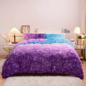 A Nice Night Juego de funda de edredón de pelo sintético lanudo y esponjoso, estilo teñido anudado, más suave, juego de ropa de cama de terciopelo A Nice Night Juego de funda de edredón de pelo sintético lanudo y esponjoso, estilo teñido anudado, más suave, juego de ropa de cama de terciopelo