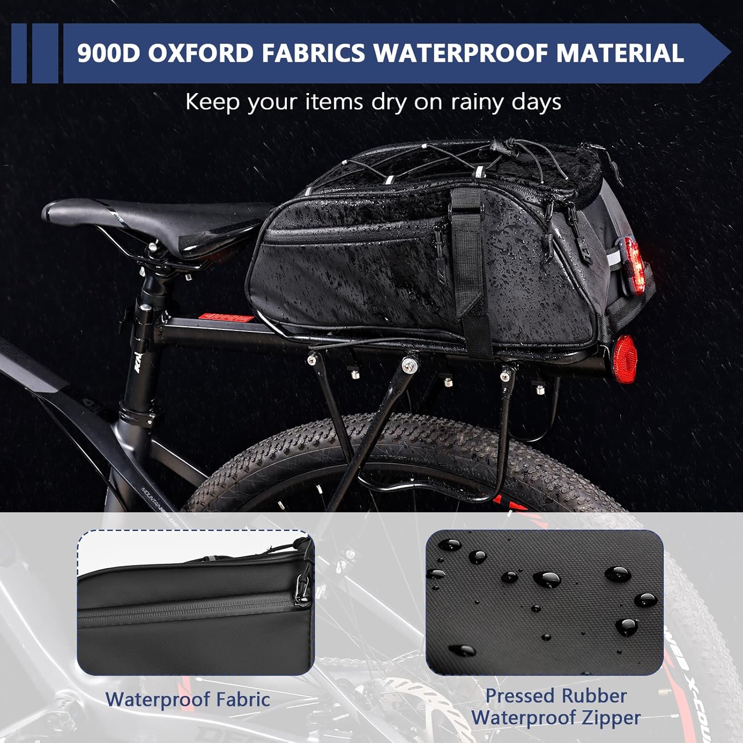 ZIMFANQI Bolsa trasera de bicicleta reflectante, resistente al agua, bolsa de almacenamiento para maletero de carga, bolsa de pecho de 8 litros de