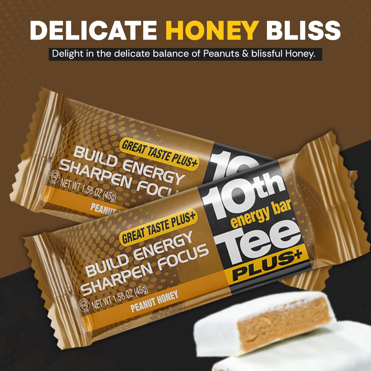 10th Tee PLUS+ Barras de miel de maní hechas con ingredientes naturales  Barra energética de golf, barra de fácil digestión, aperitivos saludables