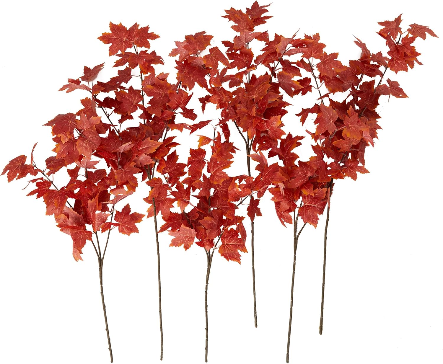 MISSPIN Decoraciones de Acción de Gracias, 6 piezas de decoración de otoño, hojas de arce de seda artificial, juego de ramas de 35.43 pulgadas,