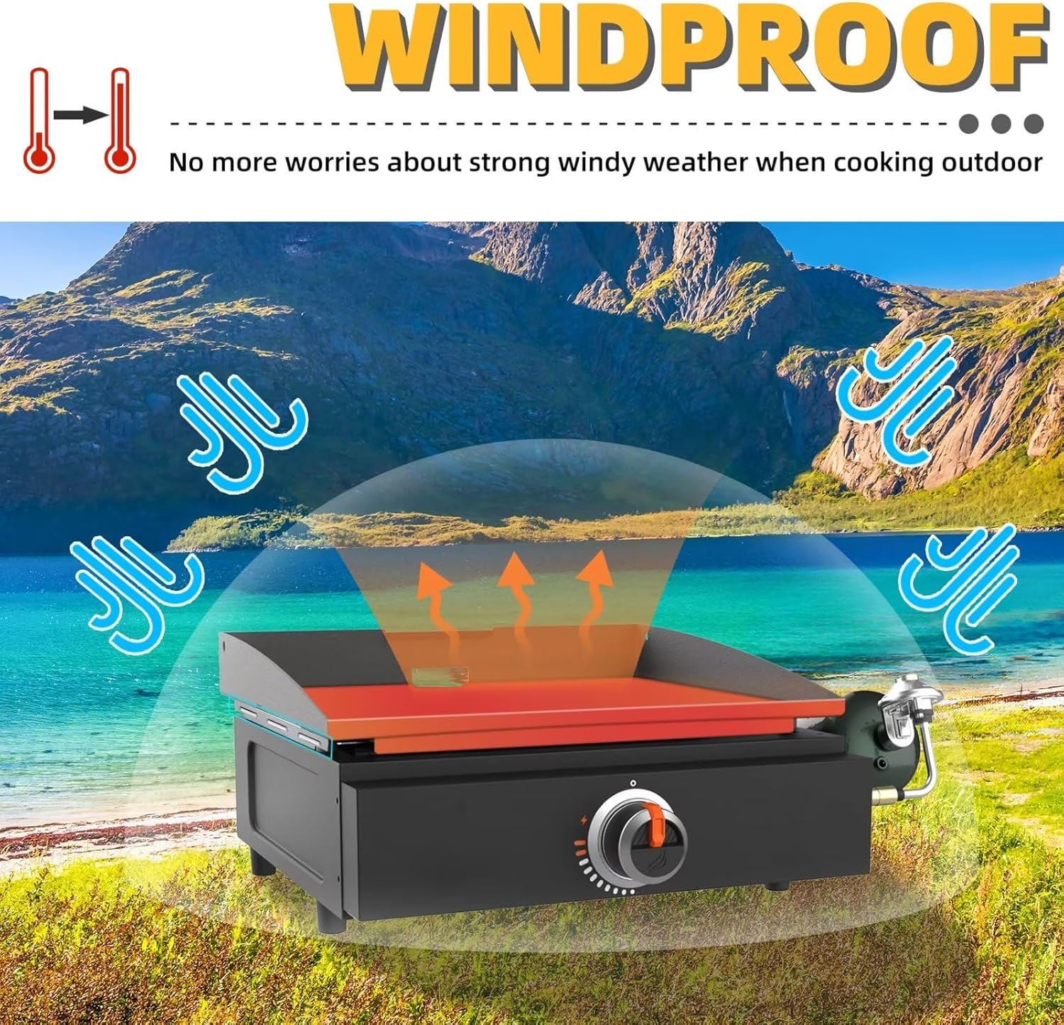 Protectores de viento para parrilla Blackstone de 36 pulgadas, accesorios de parrilla Blackstone, pantalla magnética de acero inoxidable, protege el