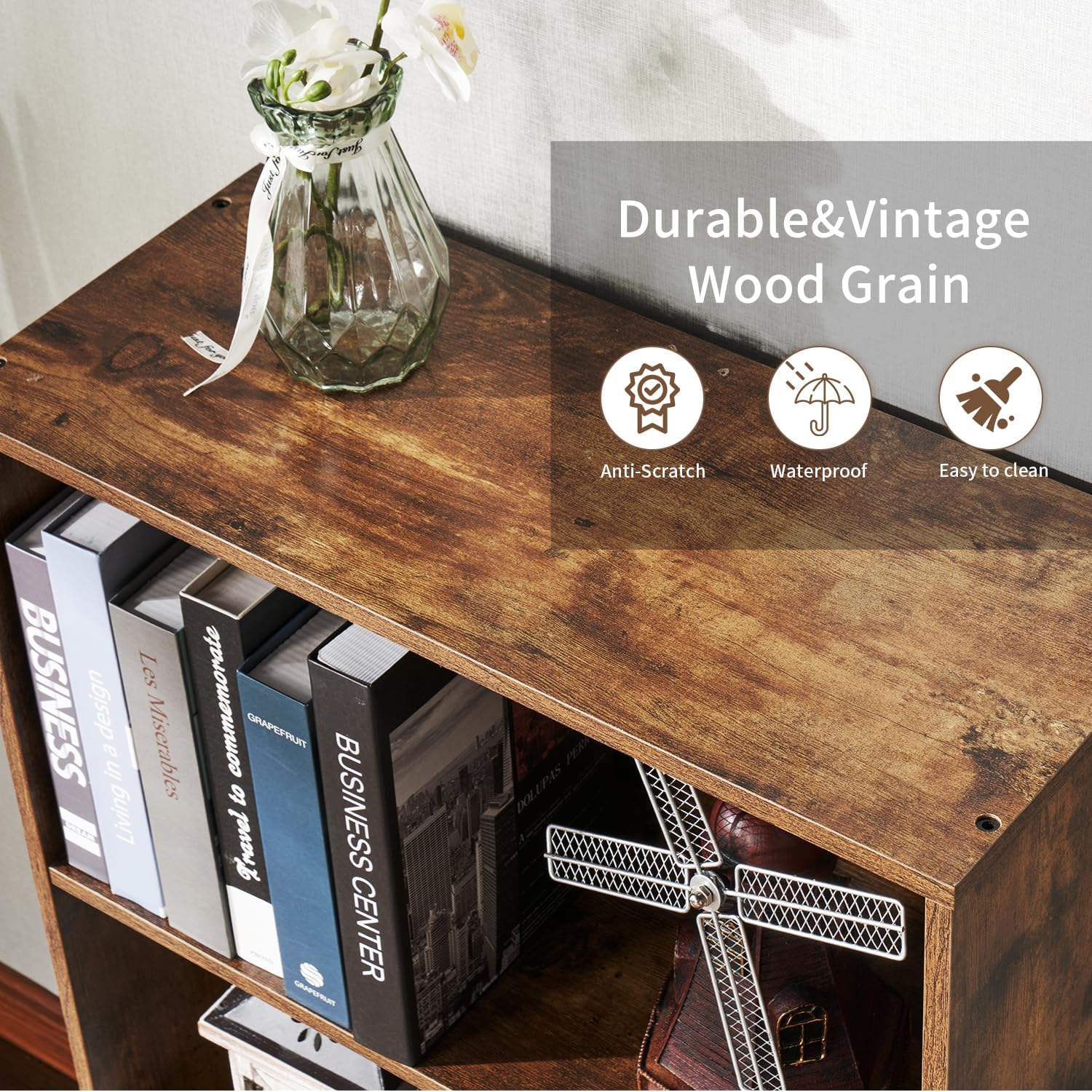 oneinmil Estantería y estantería de 6 niveles, estanterías de madera con puertas de gabinete, estanterías de piso y gabinetes de almacenamiento de