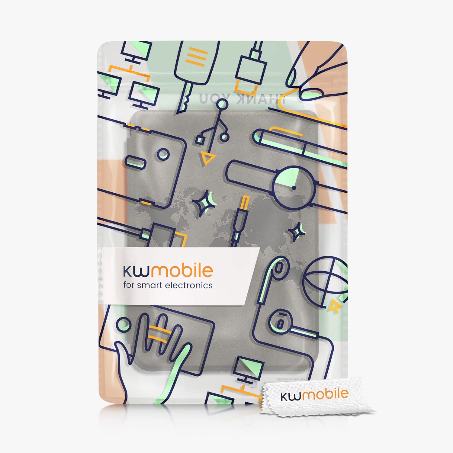 kwmobile Funda compatible con Kobo Clara 2E  Tolino Shine 4 – Funda para lector electrónico – Travel Outline Grey