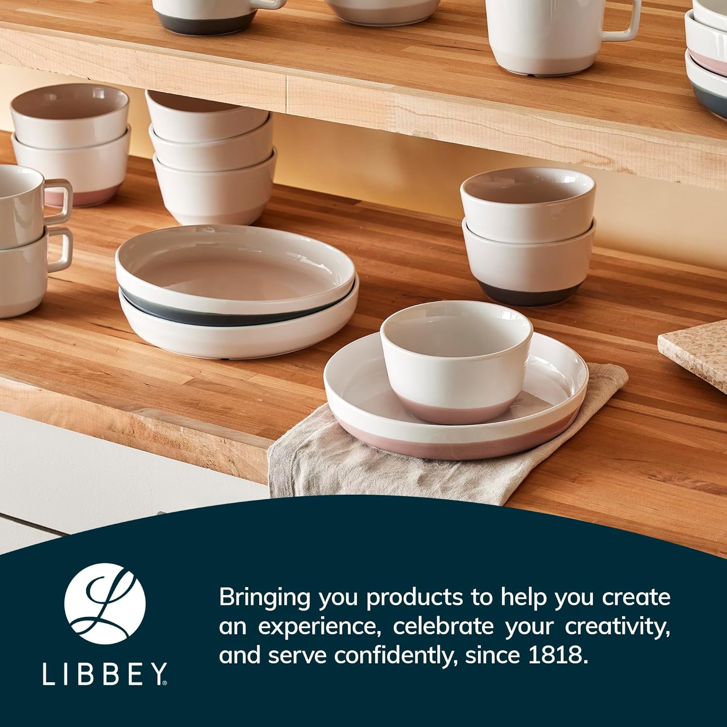 Libbey Austin – Ensaladera de sopa de porcelana de 28 onzas, paquete de 4, color blanco