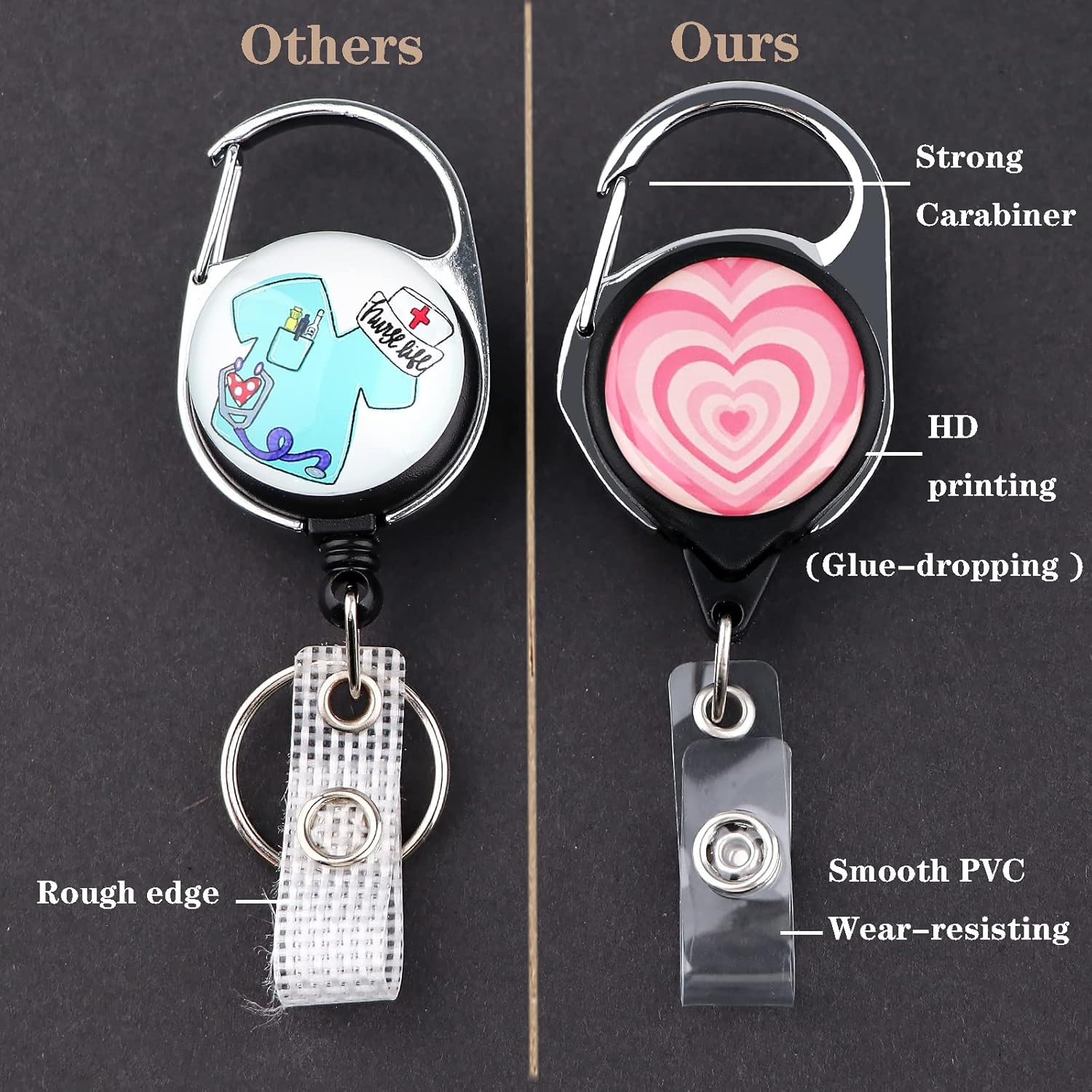 Soporte para tarjeta de identificación rosa con cordón, carrete retráctil con clip para cinturón, protector de manga de identificación vertical para