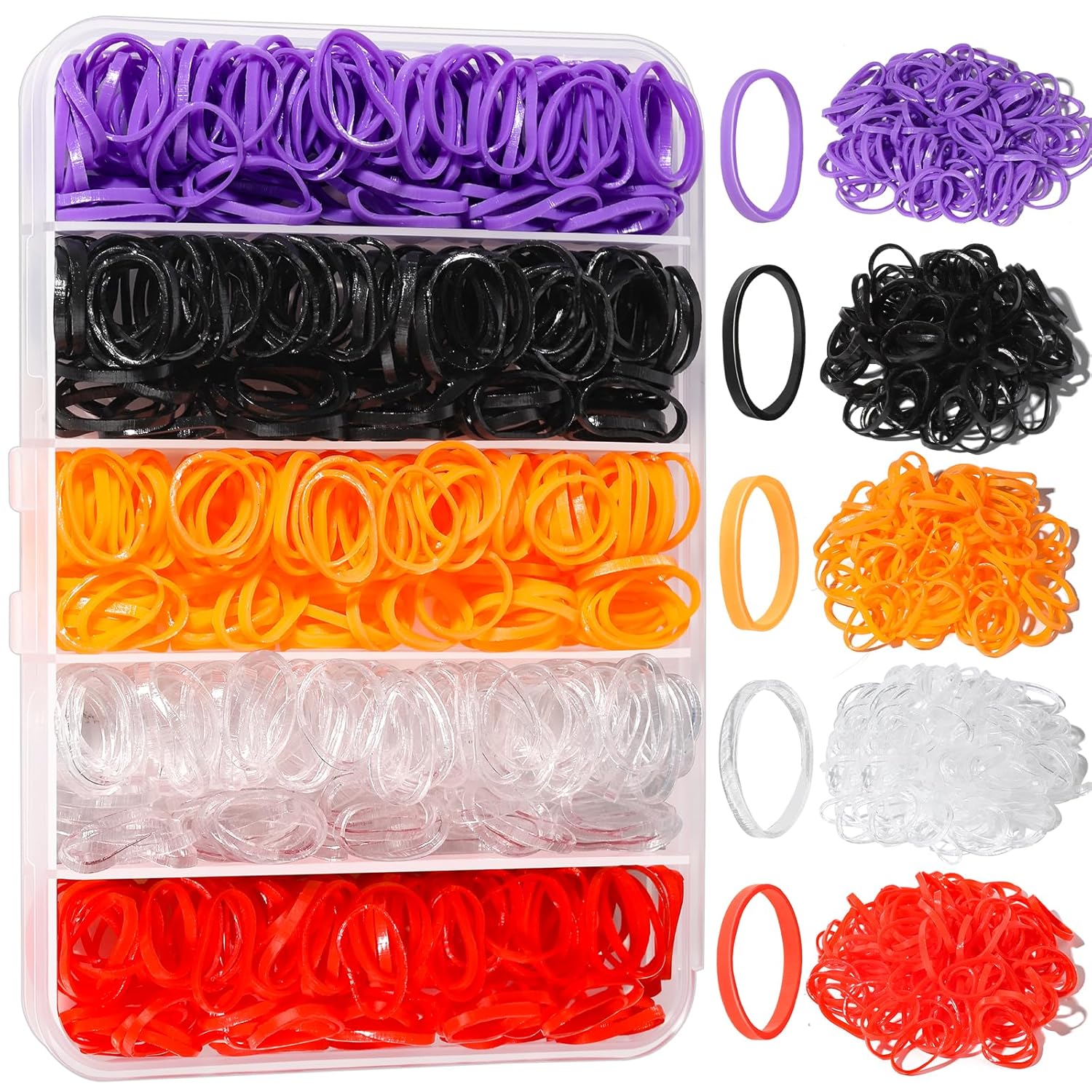 YGDZ – Bandas de goma para el cabello, 5 colores, 600 unidades de cintas elásticas para el cabello con caja organizadora, bandas pequeñas para el