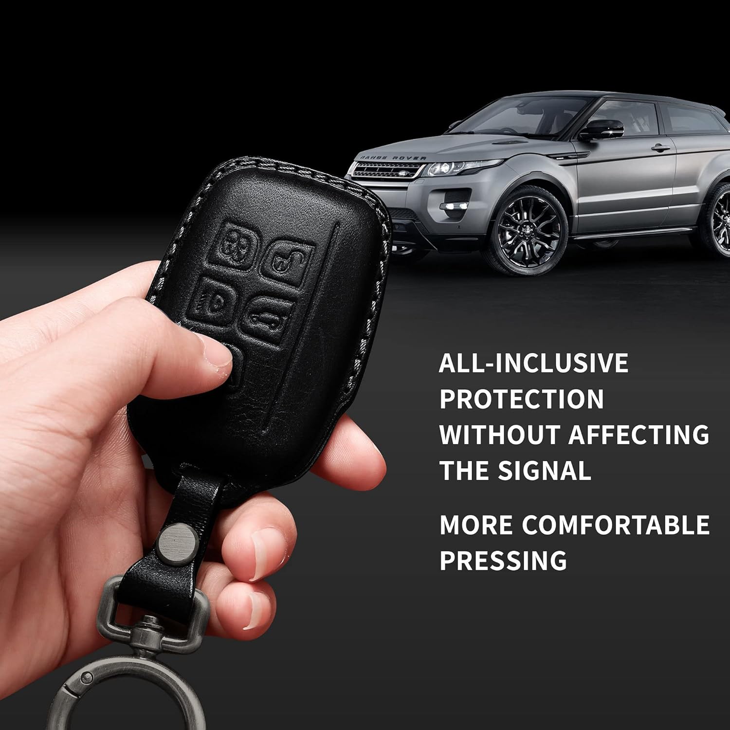 Tukellen Compatible con Range Rover – Funda de piel para llavero con carcasa de llavero compatible con Range Rover Evoque Velar Sport Discovery