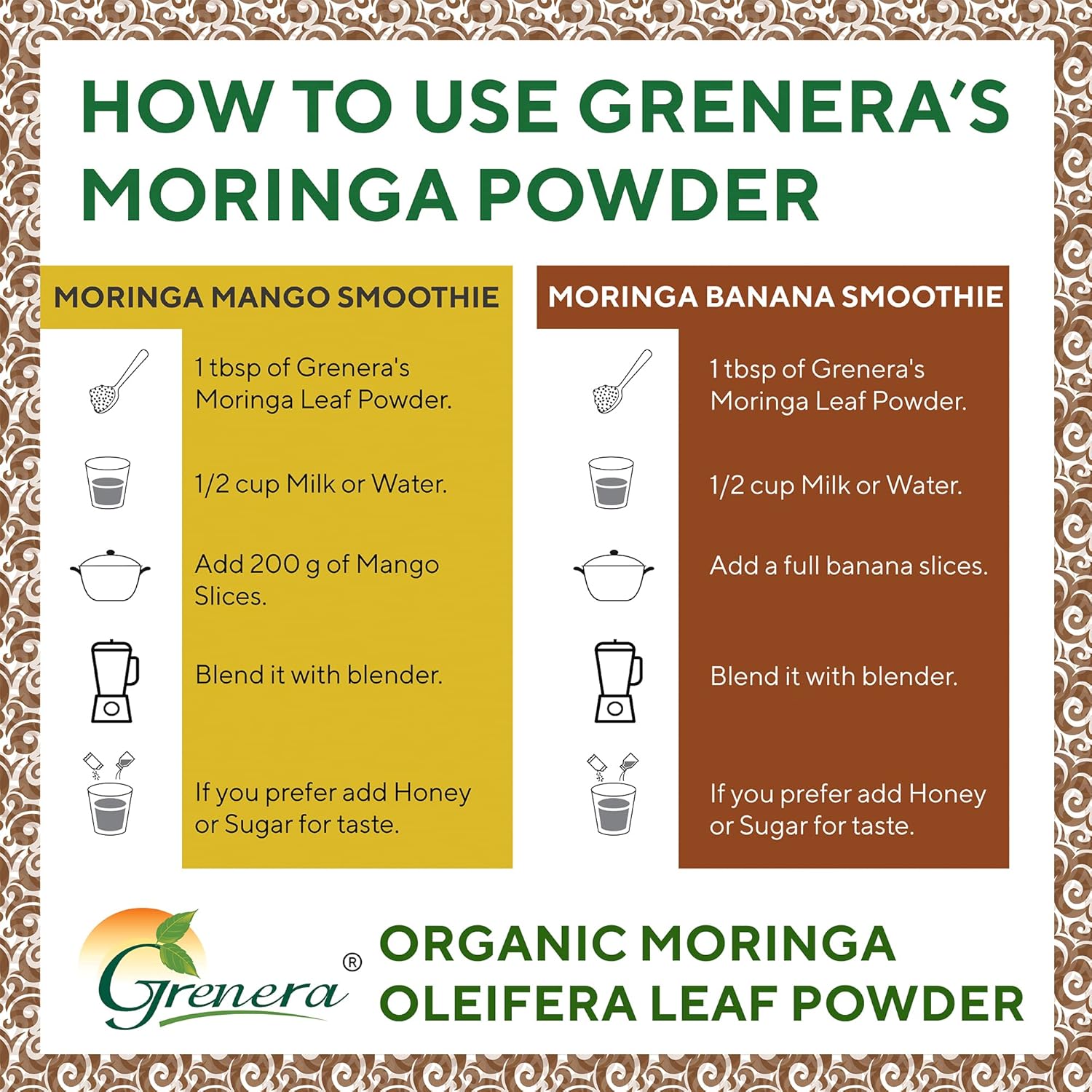 Grenera Polvo de moringa orgánica  2.2 libras (35.2 onzas)  Polvo de hoja de Moringa oleifera probado en laboratorio para pureza  Moringa en polvo