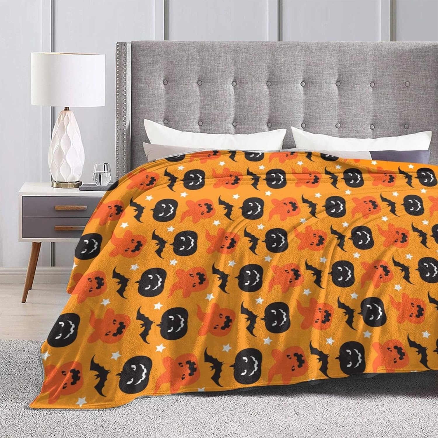 Manta de microforro polar ultrasuave para Halloween, ligera, mullida y cálida, manta de franela de Halloween para sofá, cama, sala de estar, 50 x 40
