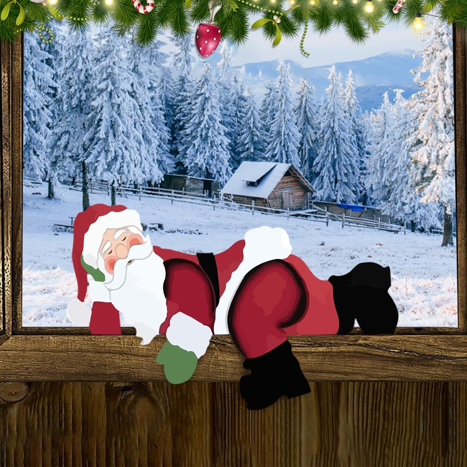 Decoración de valla de Navidad con muñeco de nieve de Papá Noel, reno, muñeco de nieve, monstruo, valla de Navidad, decoración divertida de Navidad