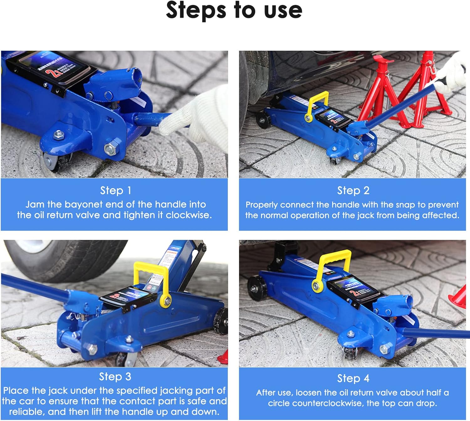 Reemplazo de la manija del gato de 2 toneladasSoportes de poste hidráulico horizontal Accesorios para gatos de automóvil (azul)
