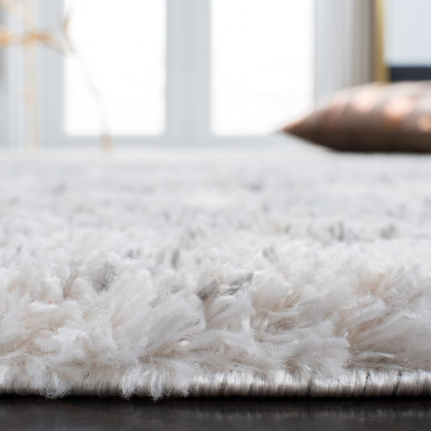SAFAVIEH Berber Shag Collection – Alfombra cuadrada de 3 pies 3 pulgadas, color marfil y beige, diseño abstracto moderno, no desprende pelusa y de