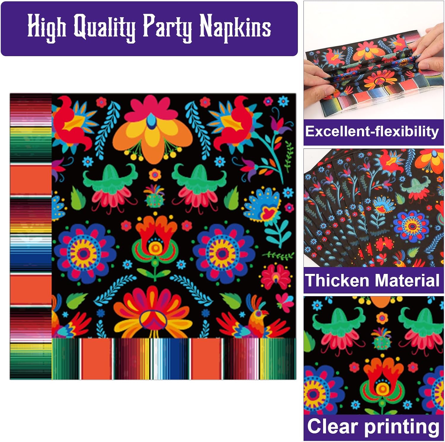 100 platos y servilletas para fiesta mexicana, suministros de fiesta del Cinco de Mayo, México, juego de vajilla para decoración de fiesta para el