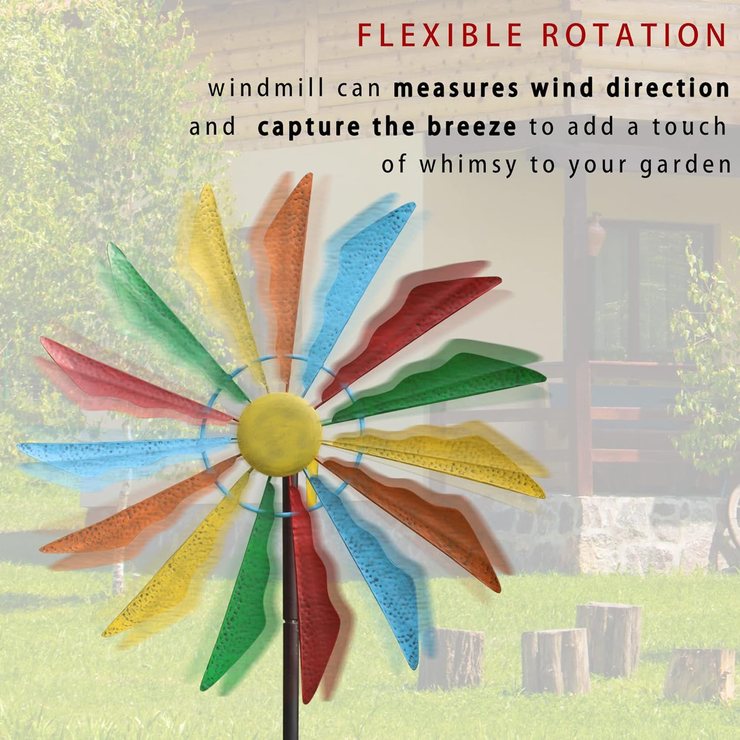 Molinillos de viento de 95 pulgadas para patio, molino de viento cinético, ganchos de pastor para exteriores de metal para jardín, decoración de