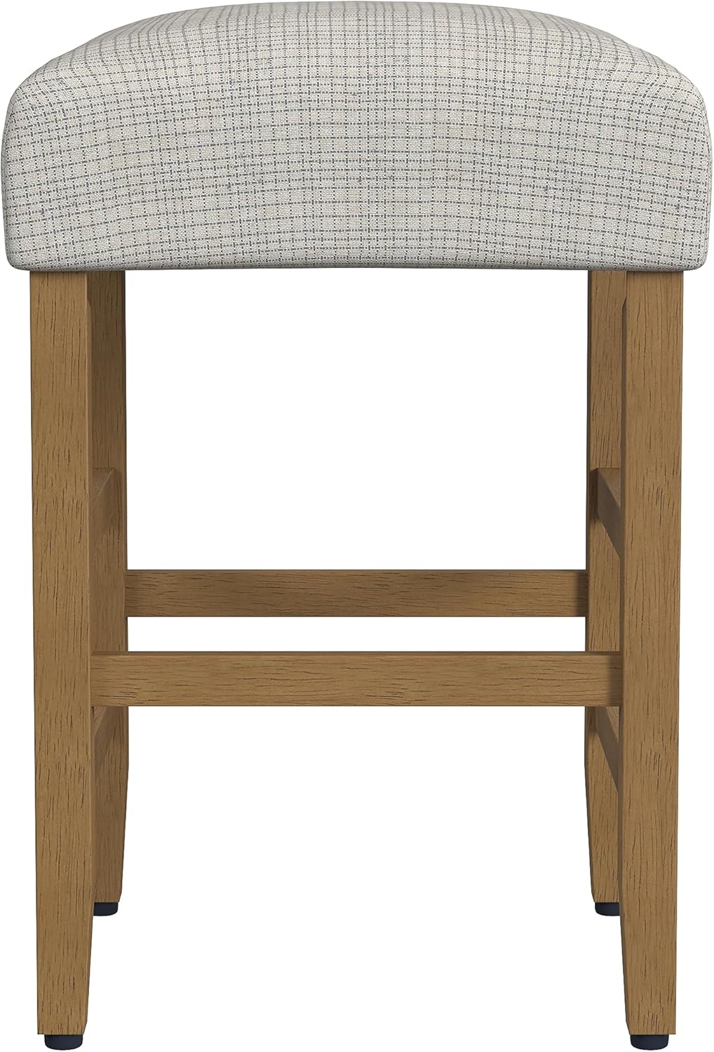 HomePop Home Decor – Taburete de bar clásico con respaldo abierto, altura de mostrador, 24 pulgadas, con cojín abovedado, patrón de mini rejilla
