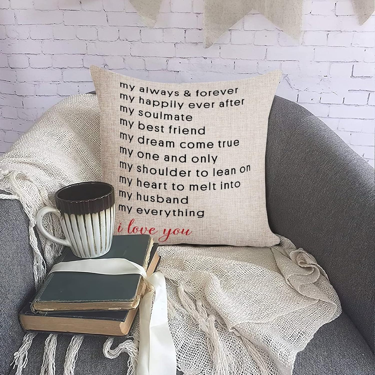 My Always & Forever My Happily Ever After My Soulmate – Funda de almohada para sofá, cama, decoración del hogar, 18 x 18 pulgadas