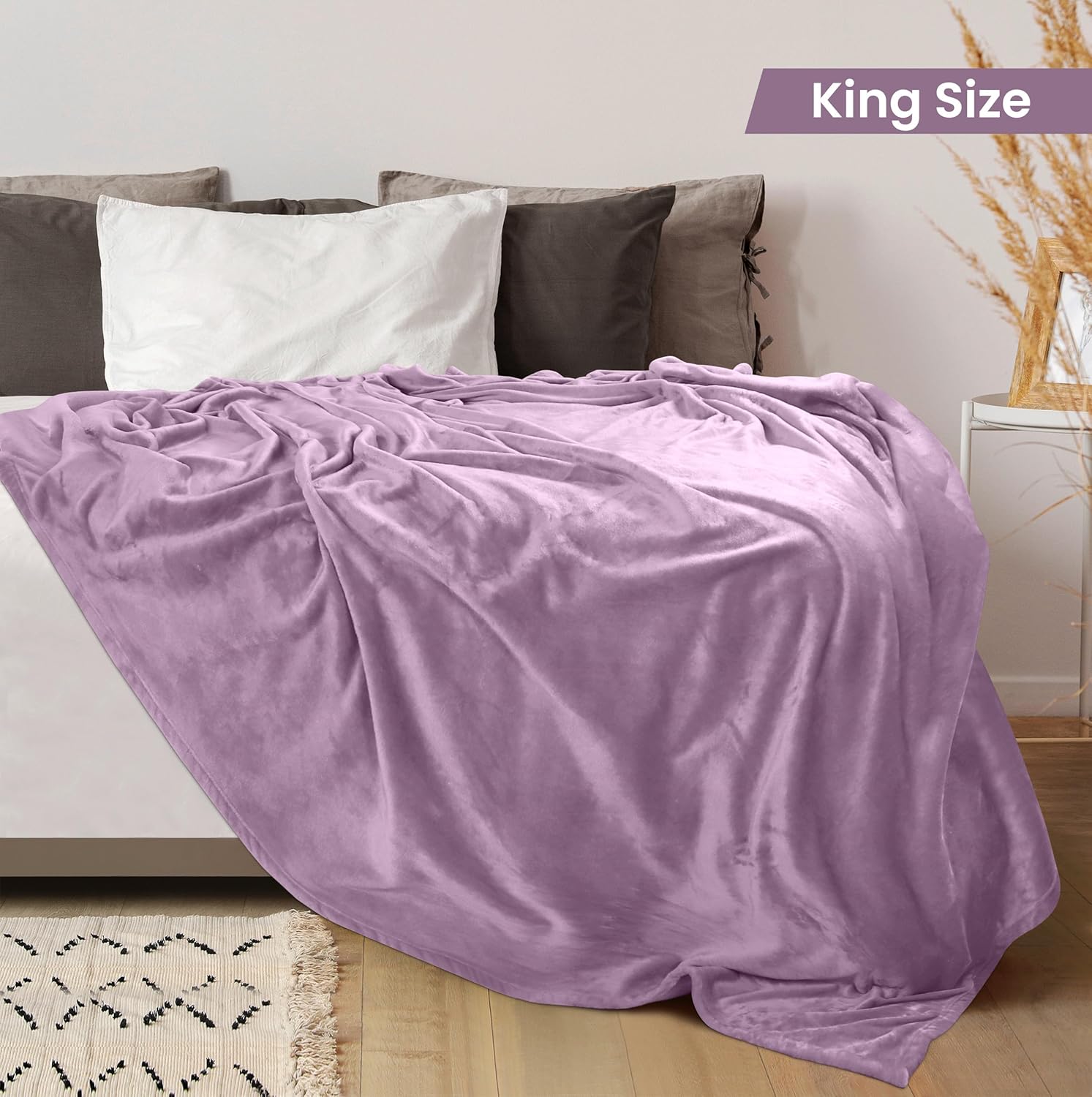 Utopia Bedding Manta de forro polar, tamaño King, color lila, de 10.58 ozm, de lujo, mullida, suave, antiestática, de microfibra (90 x 102 pulgadas)