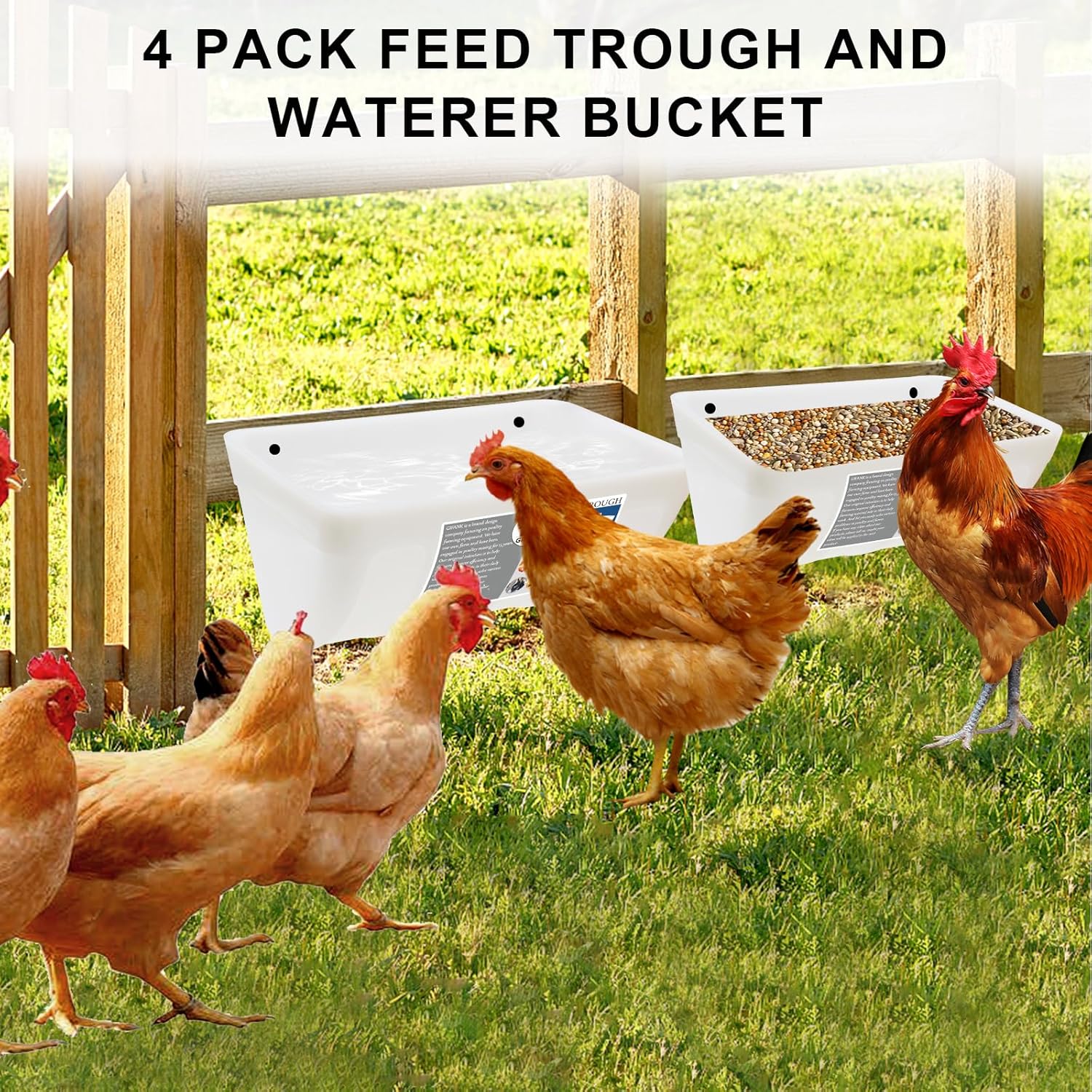 GIFANK Paquete de 4 comederos de pollo con clips, comederos de valla colgantes para cabras, patos, ovejas, lechones, caballo, pollo, ciervo, ganso,