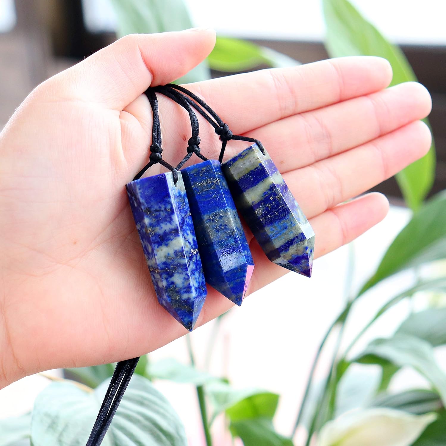 Runyangshi Colgantes de cristal curativo, collar de cuarzo de cristal natural de un solo punto, 6 facetas de chakras, piedra de reiki, energía