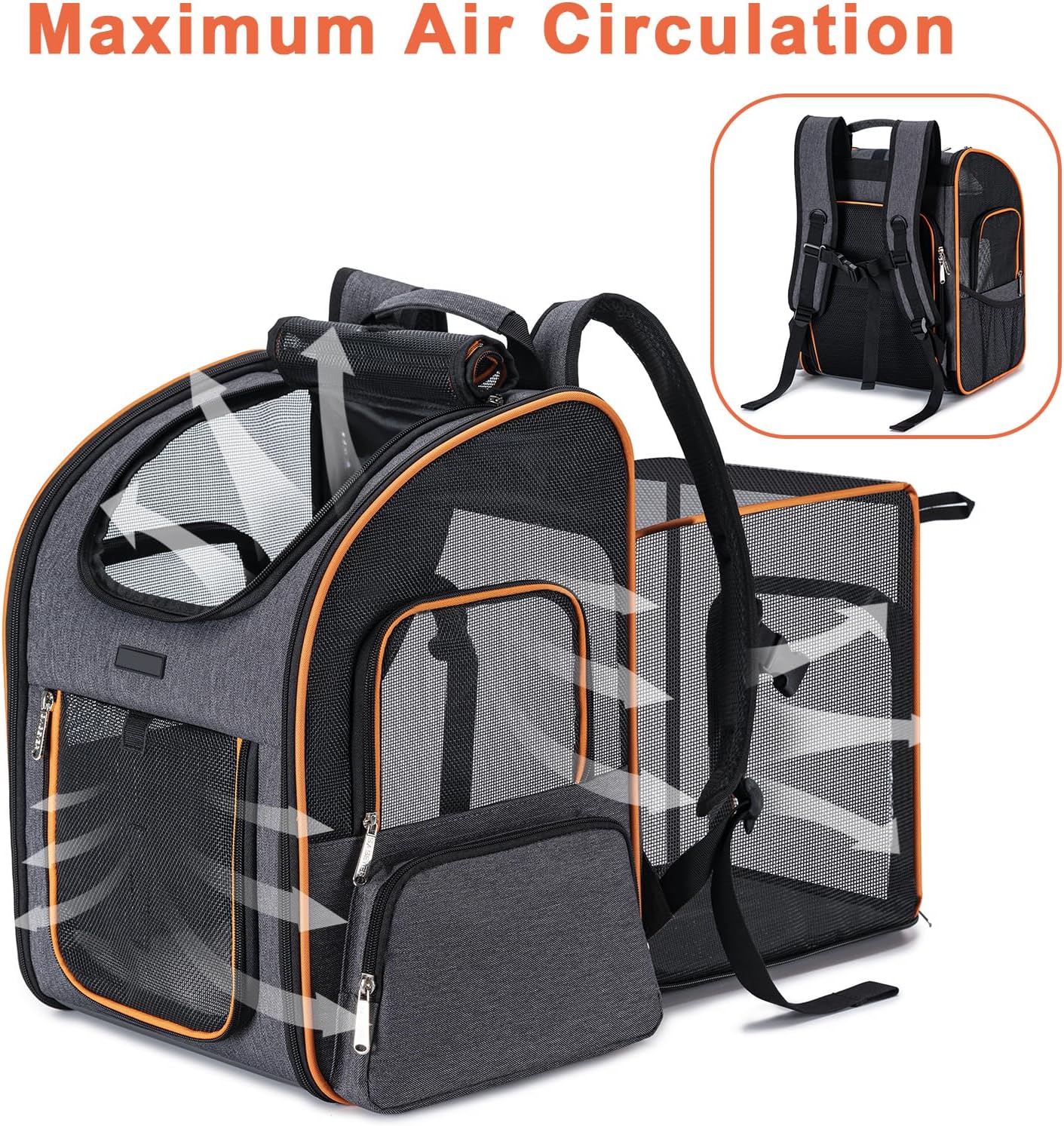 Mochila transportadora para gatos, mochila para perros pequeños, medianos y gatos, mochila expandible aprobada por aerolíneas para perros pequeños,