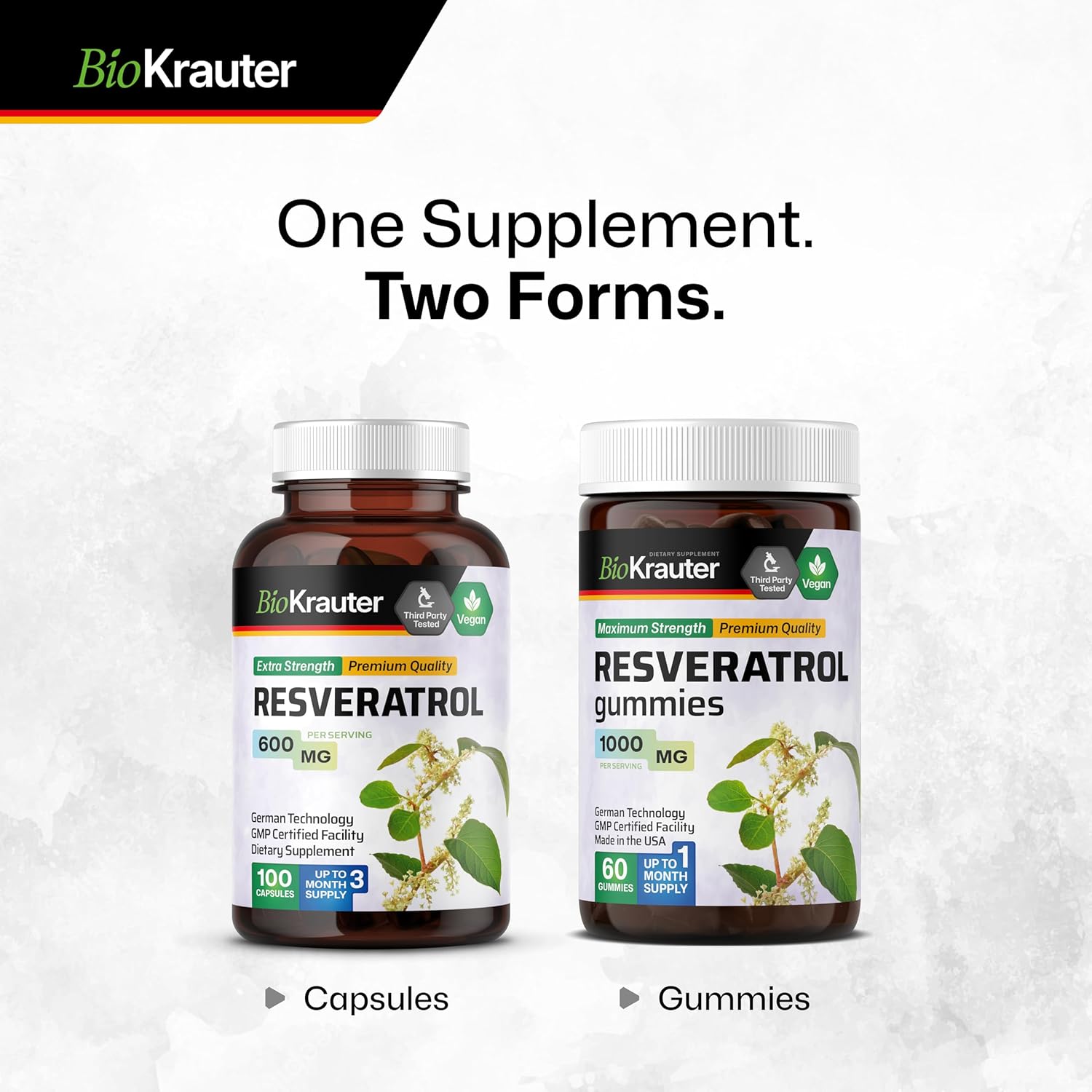 Gomitas de resveratrol – Potente suplemento orgánico de resveratrol de 1000 mg – Biodisponible 98% puro Trans Resveratrol – Apoyo antioxidante – 60