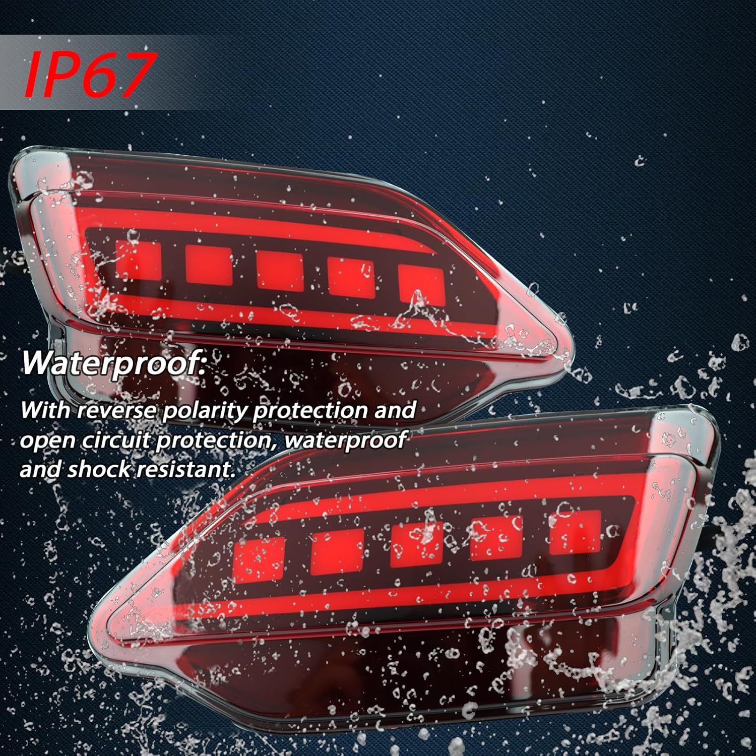 GEEGEETOP Lente roja LED reflector trasero parachoques luz antiniebla compatible con Toyota Rav4 2013-15 funciona como luz intermitente de freno